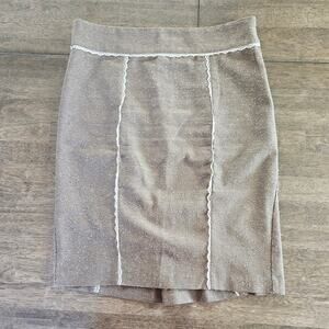 ROK Brown Pencil Skirt with Lace Accent Size 7 Knee Length Modest Boho Feminine